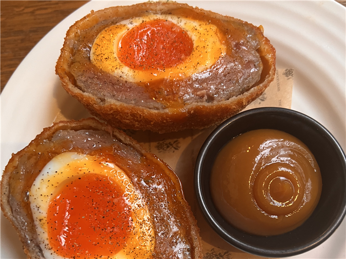 venison Scotch egg and Oxford sauce